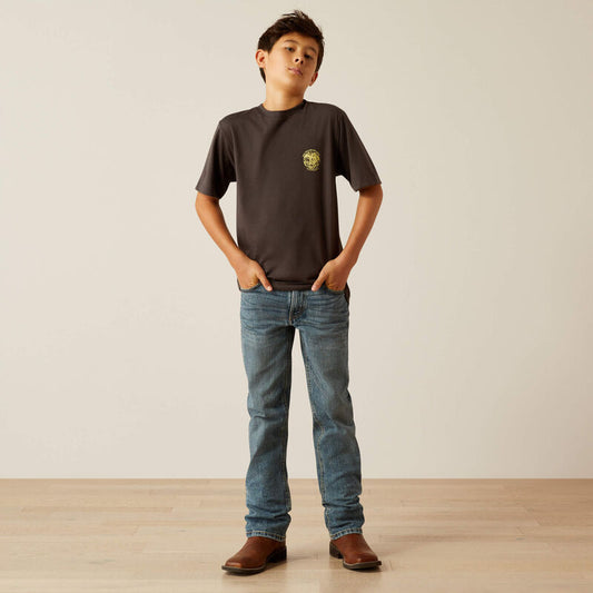 Ariat Boy's Short Sleeve Take the Long Way Tee Shirt- Vintage Black