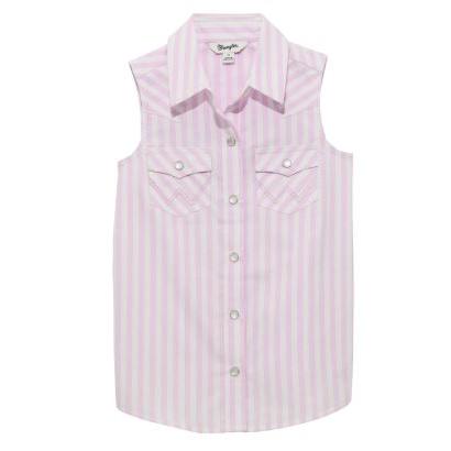 Wrangler Girl's Sleeveless Western Shirt- Purple