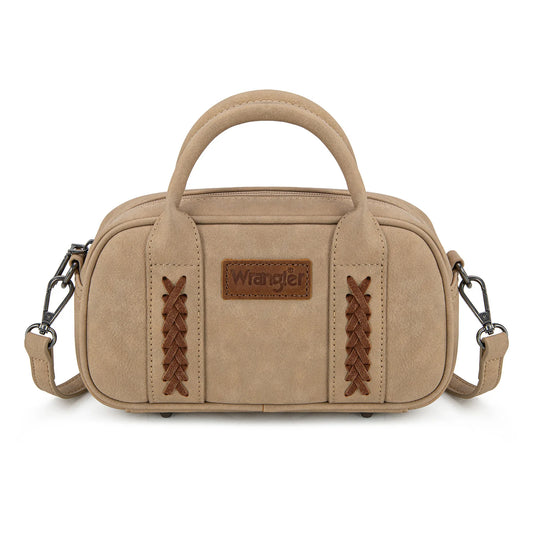 Wrangler Whipstitch Mini Satchel Crossbody Bag- Tan
