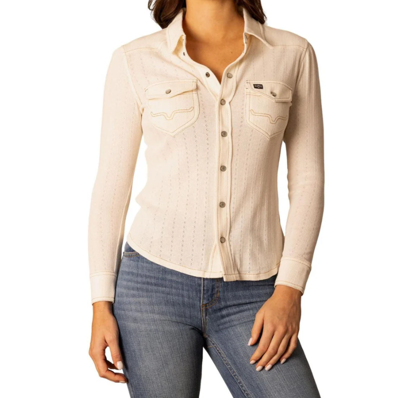 Kimes Women's Long Sleeve Isabel Pointelle Shirt- Multiple Colours