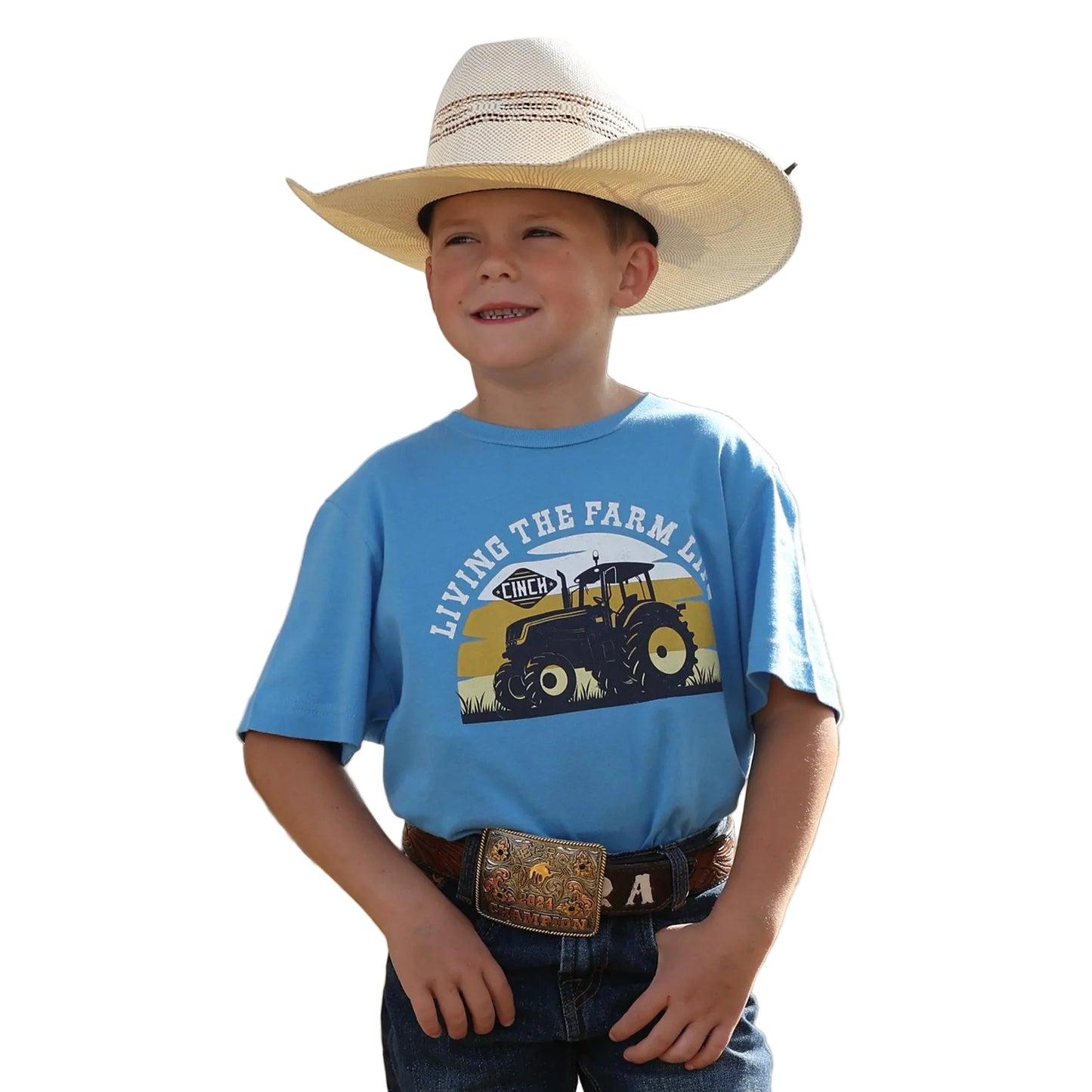 Cinch  Boy's Short Sleeve Tee Shirt - Blue
