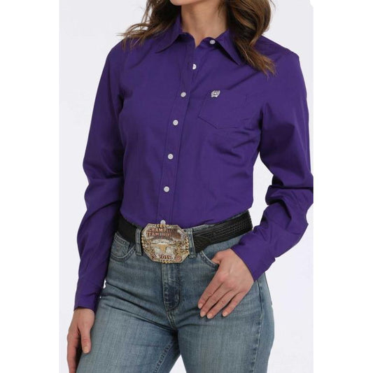 Cinch Women's Long Sleeve Solid Shirt- Purple