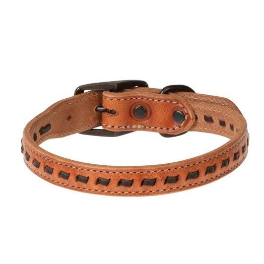 Weaver Buckstitch Leather Dog Collar- Russet