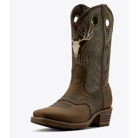 Ariat Men's Hybrid Roughstock Antler Cowboy Boot- Taupe