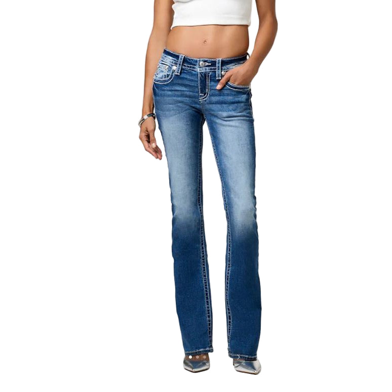 Miss Me Women's Mid Rise Brockman Boot Cut Jean