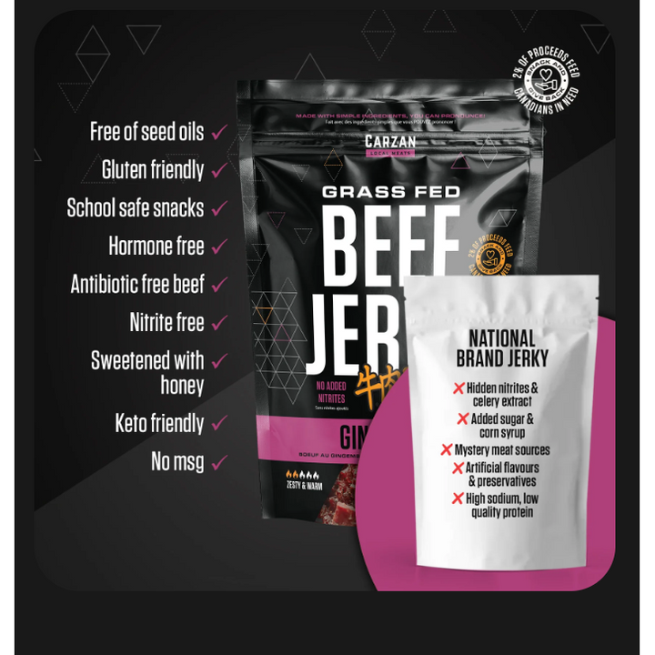Carzan Ginger Beef Jerky Bag- 75g - Irvine Tack &amp; Western Wear