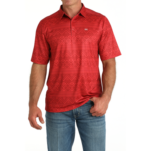 Cinch Men's Short Sleeve Arena Flex Polo- Red