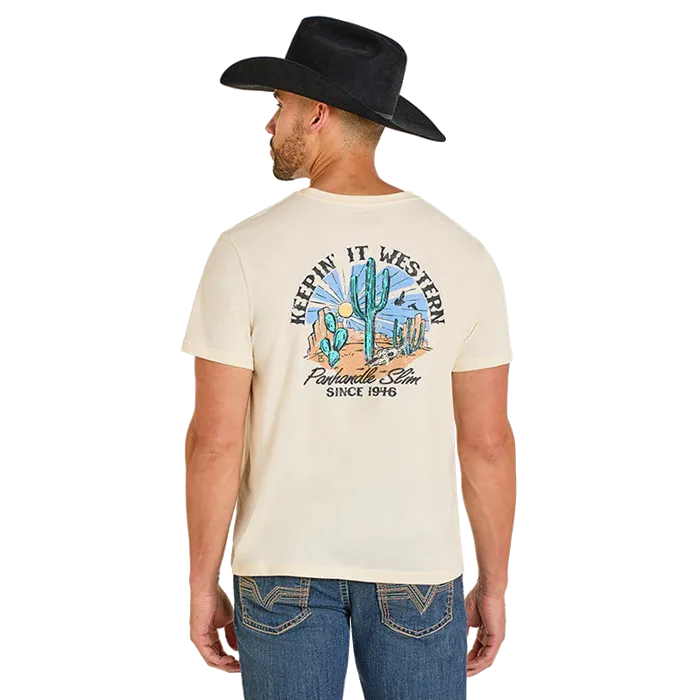 Panhandle Men's Short Sleeve Graphic Tee Shirt - Natural