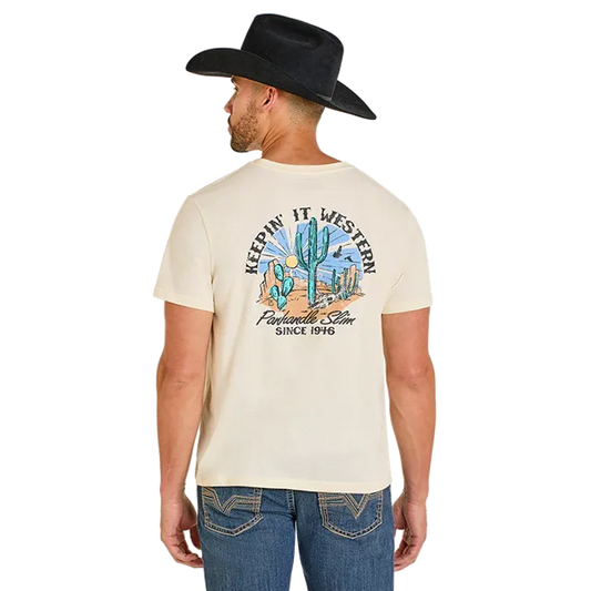 Panhandle Men's Short Sleeve Graphic Tee Shirt - Natural
