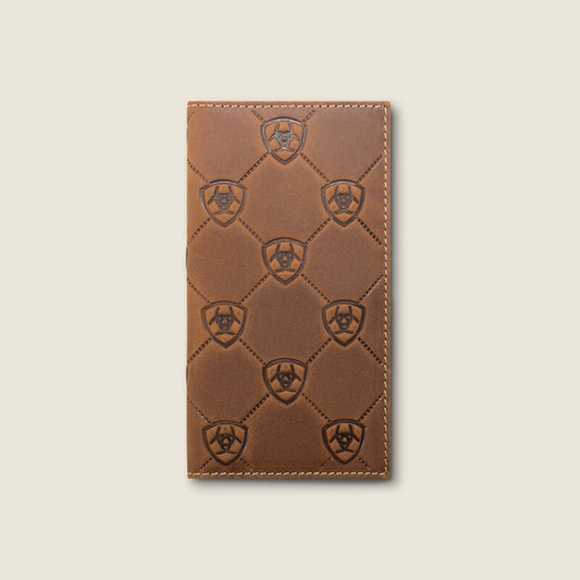 Ariat Men's Rodeo Ariat Shield Embossed Wallet- Medium Brown - Irvine Tack & Western Wear