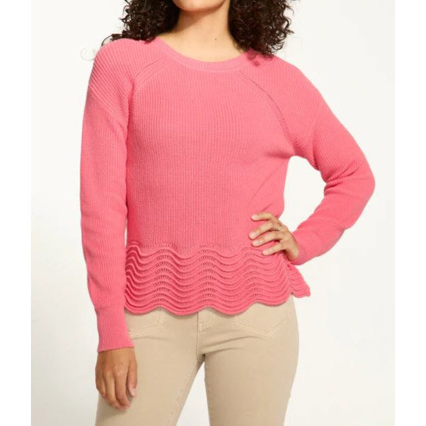 FDJ Women's Long Sleeve Scalloped Hem Sweater-