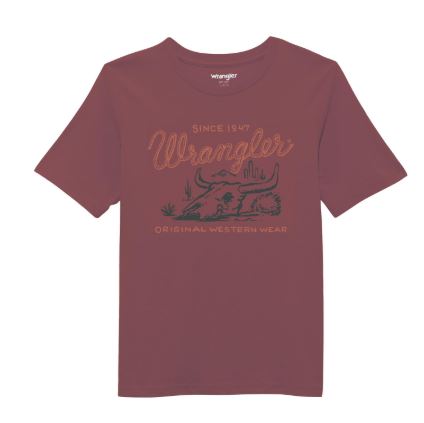 Wrangler Boy's Short Sleeve Original Western Tee Shirt- Wild Ginger Heather