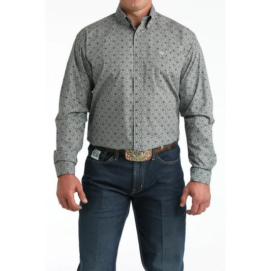Cinch Men's Long Sleeve Western Shirt- Grey
