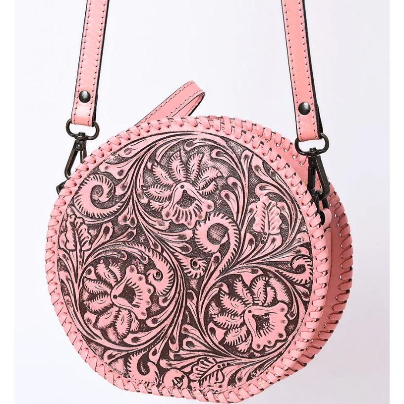 American Darling Hand Tooled Canteen Hand bag -Pink