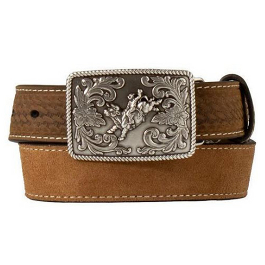 3D Boy's  1 1/4" Basketweave Tabs Belt- Brown - Irvine Tack & Western Wear
