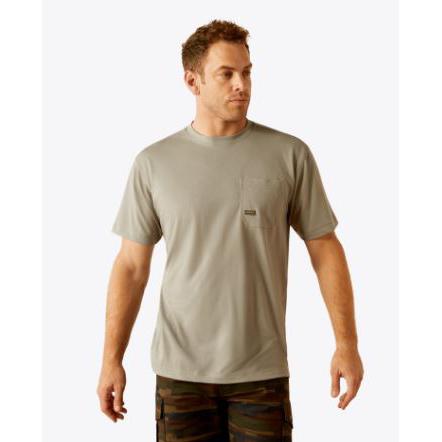 Ariat Men's Rebar Short Short Sleeve Heat Fight Staple Tee Shirt- Wild Dove