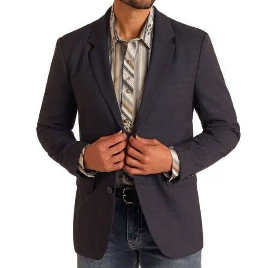 Rock & Roll  Men's Plaid  Blazer-Black