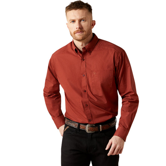 Ariat Men's Wren Long Sleeve Shirt- Dark Red