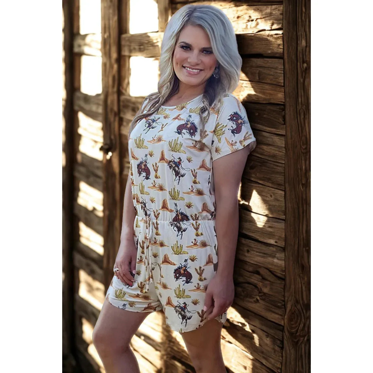 Sterling Kreek Women's Down in the Desert Romper- Cream