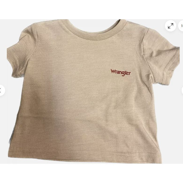 Wrangler Infant Boy's Short Sleeve Bison Sunset Tee Shirt- Tan