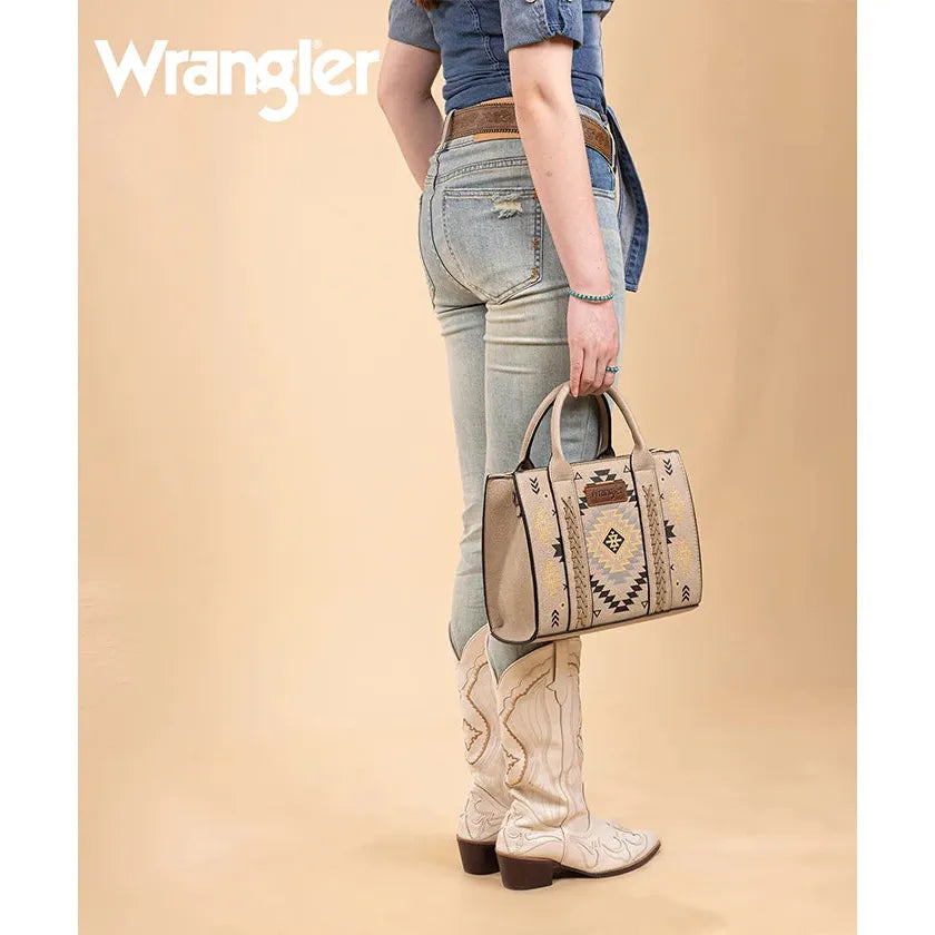 Wrangler Aztec Pattern Print Tote Bag- Tan