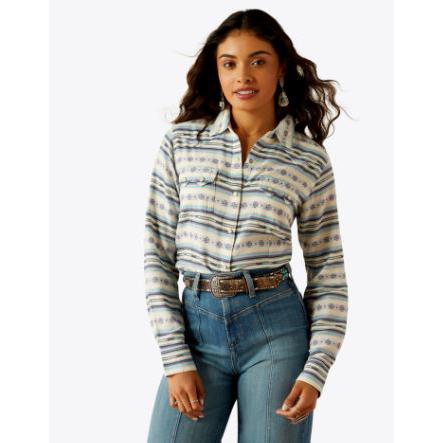 Ariat Women's Long Sleeve Seaside Serape Shirt- Geo Stream Serape Jacquard