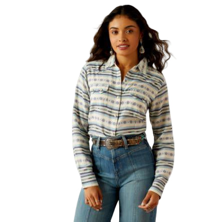 Ariat Women's Long Sleeve Seaside Serape Shirt- Geo Stream Serape Jacquard