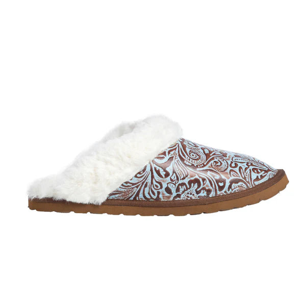 Myra Marta Leather Lined Slippers-Turquoise