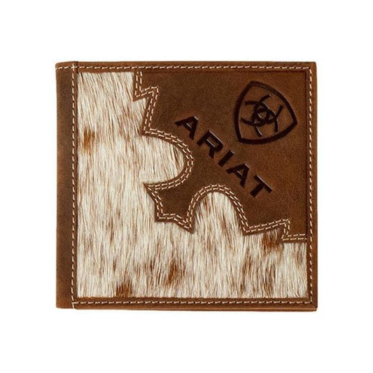 Ariat Men's Large Bifold Brindle Calf Hair Wallet- Brown - Irvine Tack & Western Wear