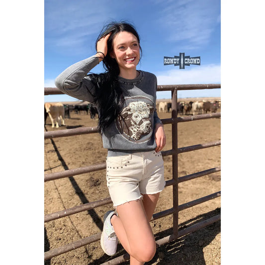 Rowdy Crowd Long Sleeve Hereford Honey Sweater- Multi