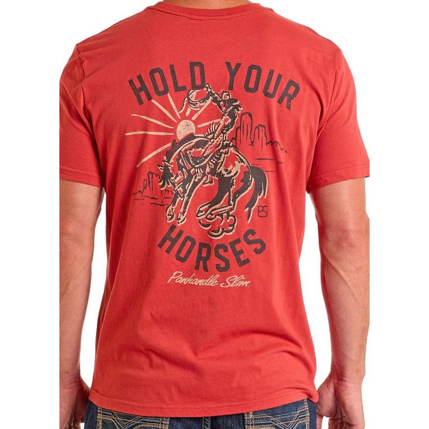 Panhandle Men's Short Sleeve Graphic Tee Shirt- Rust