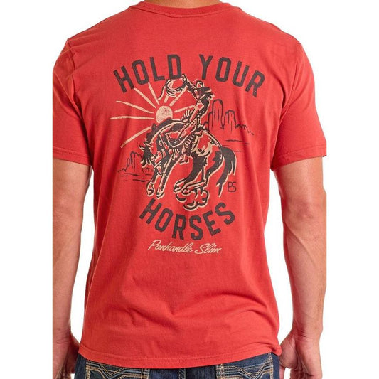 Panhandle Men's Short Sleeve Graphic Tee Shirt- Rust