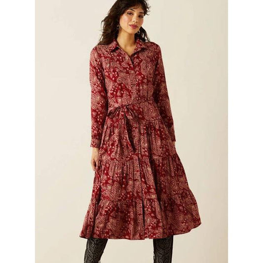 Ariat Women's Antique Paisley Sahara Dress- Red