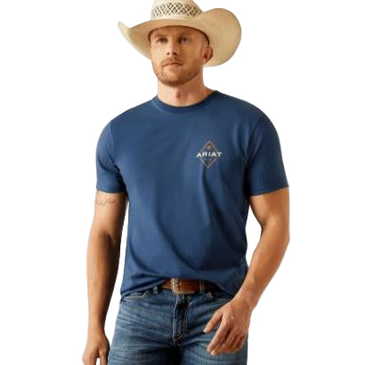 Ariat Men's Diamond Valley Short Sleeve Tee Shirt- Space Blue