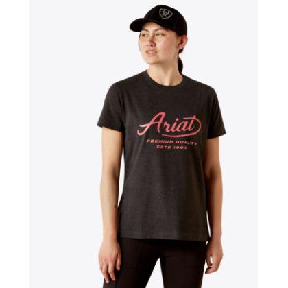 Womens Rebar Cotton Strong Worldwide Short Sleeve Tee Shirt- Charcoal Heather