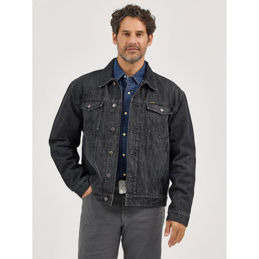 Wrangler Men's Flannel Lined Western Jacket- Washed Black