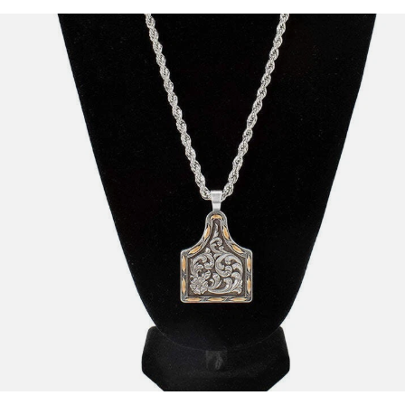 Silver Strike 24" Men's Ear Tag Copper Luck Lace Necklace