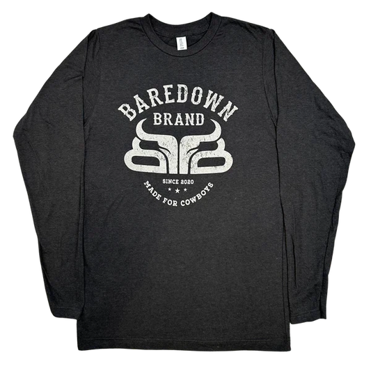 Baredown Unisex Long Sleeve Backbone Tee Shirt- Dark Grey