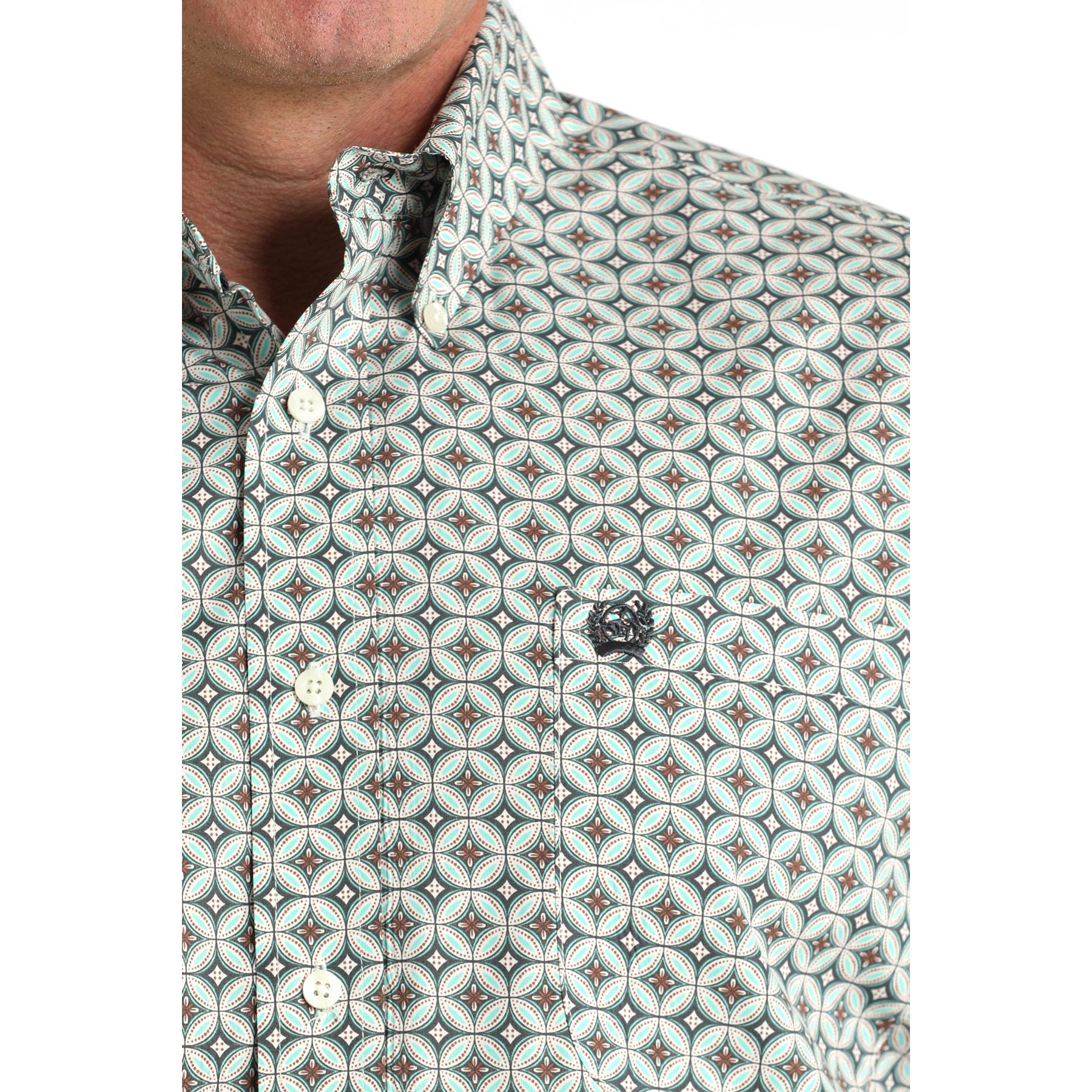Cinch Men's Long Sleeve Geometric Pattern Western Shirt- Cream - Irvine Tack & Western Wear