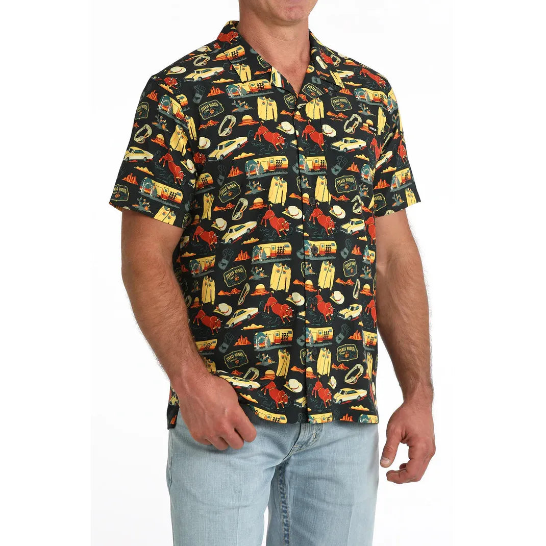 Cinch Men's Short Sleeve Camp Shirt- Black