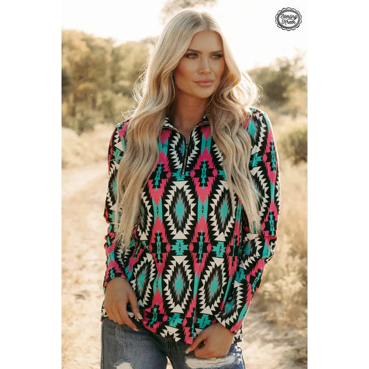 Sterling Kreek Women's Long Sleeve Montezuma Pullover- Multi