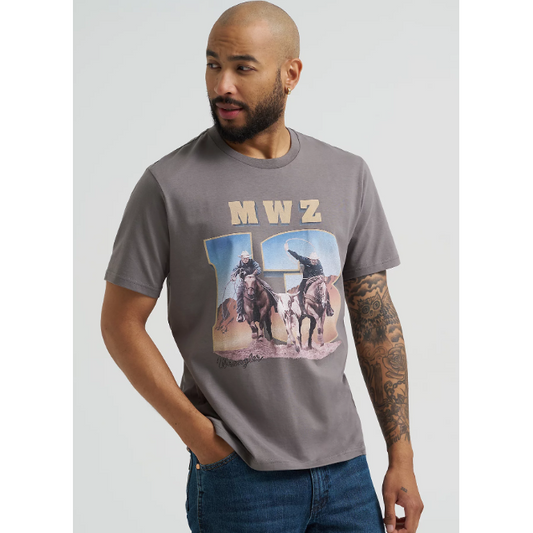 Wrangler Men's Short Sleeve Graphic 13MWZ Reissue Tee Shirt- Graphite