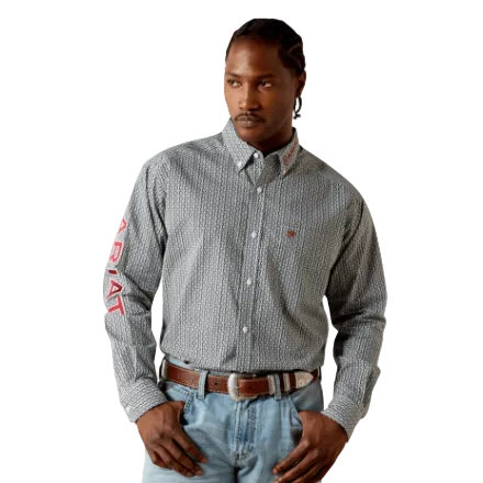 Ariat Men's Team Ward Long Sleeve Classic Fit Shirt- Black/Red