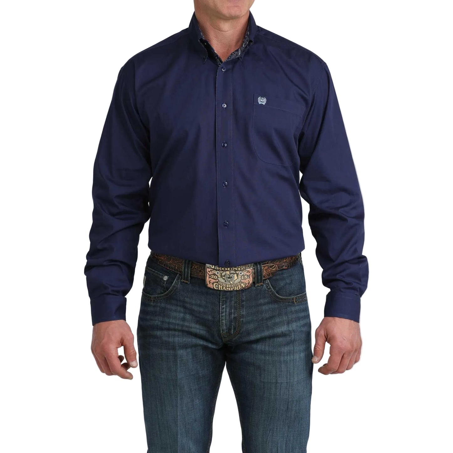 Cinch Men's Long Sleeve Solid Western Shirt - Royal Blue