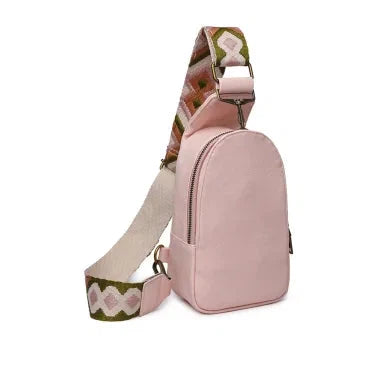 Dear Lover Pink Faux Leather Zipped Crossbody Chest Bag