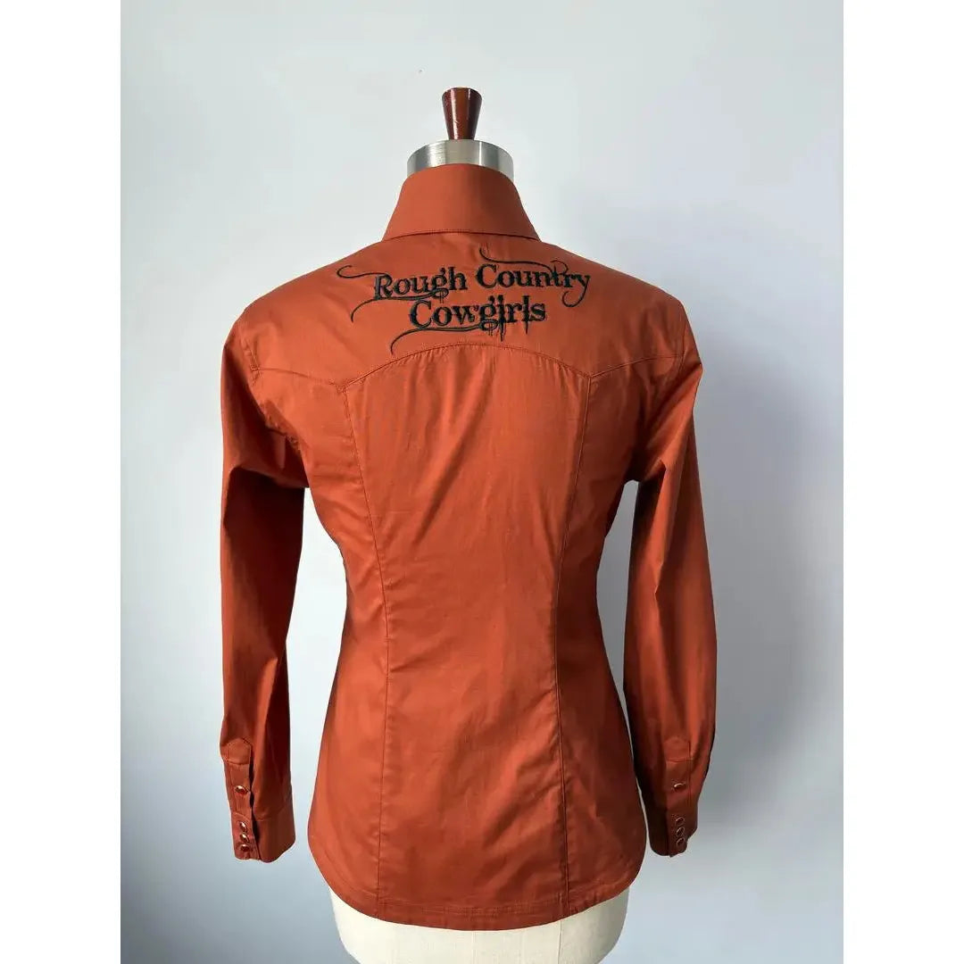 Rough Country Cowboys Ladies  Long Sleeve Snap Western Shirt- Burnt Orange