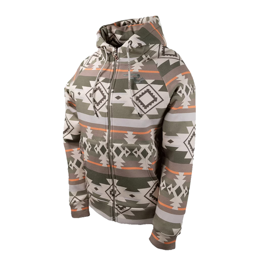 Ranch Girls Long Sleeve Hooded Shirely Sweat Jacket- Aztec Khaki