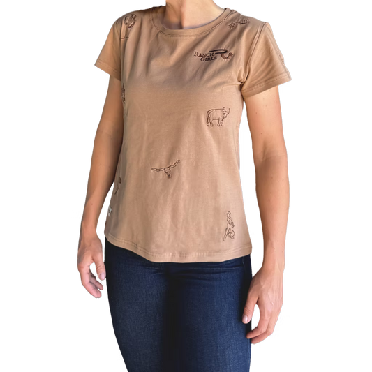 Ranch Girls Western Icon Rachel Short Sleeve Tee Shirt- Multiple Colours