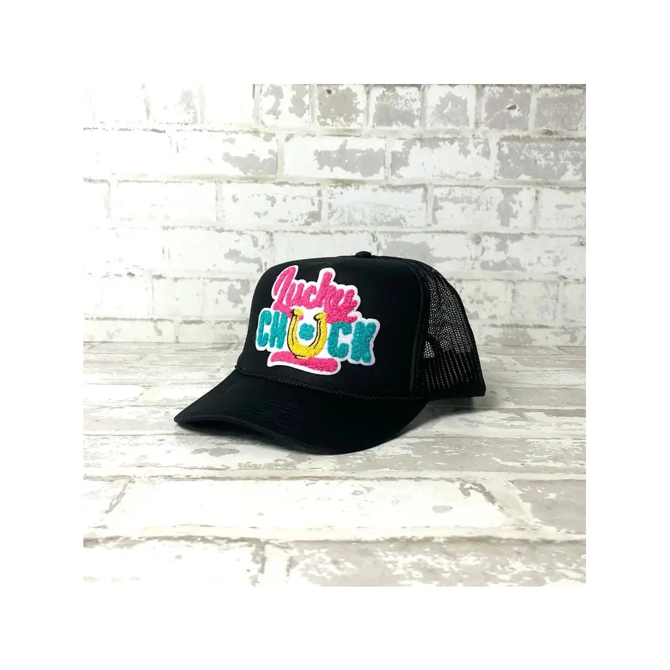Lucky Chuck Logo Patch Foamie Trucker Cap - Black