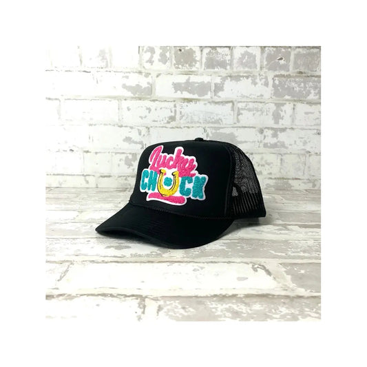 Lucky Chuck Logo Patch Foamie Trucker Cap - Black